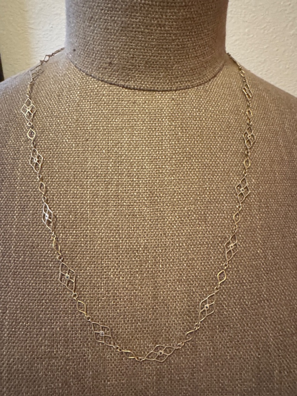 Gorgeous Adel Chefridi 18k Gold Silver Sapphire Openwork Link Necklace